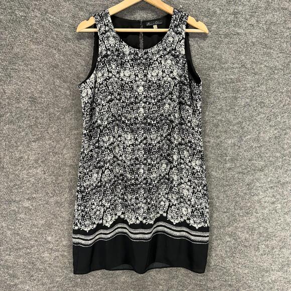 Rose & Olive Dresses & Skirts - Rose & Olive Dress Women 8 Black Floral Sheath Midi Hook & Eye Sleeveless Lined